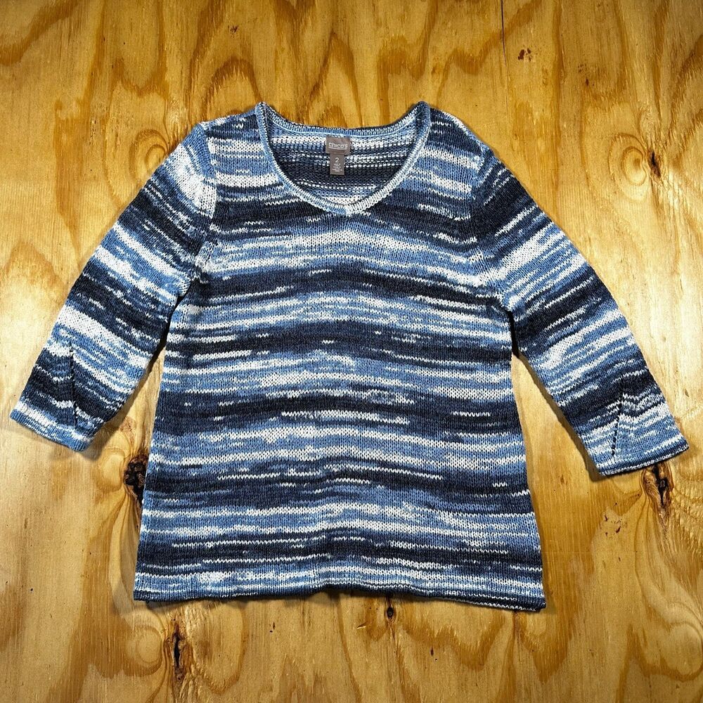 Chico's Blue Ombre Space Dye Knit Sweater (Size US 2 / Large)